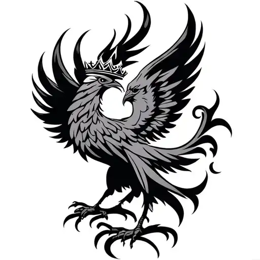 Tribal Phoenix With Crown