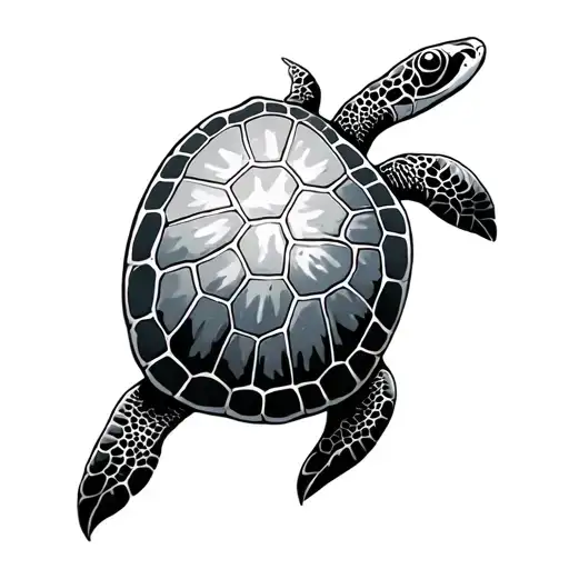 Star And Sea Turtle Swimming