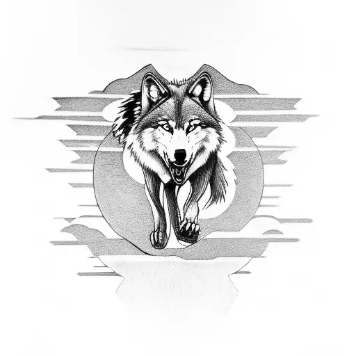 Wolf Chasing The Sun