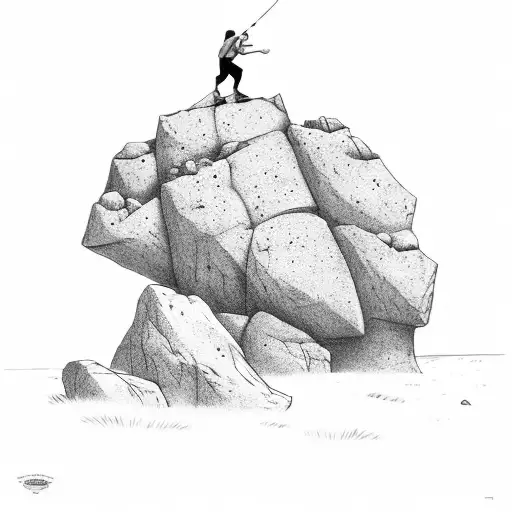 A Detailed Boulder Climber Scaling A Rock Wall With A Sunset Backdrop