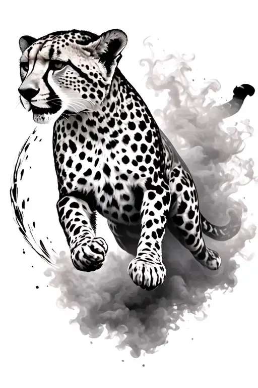 Side View Of A Cheetah Jumping Through Smoke Ring