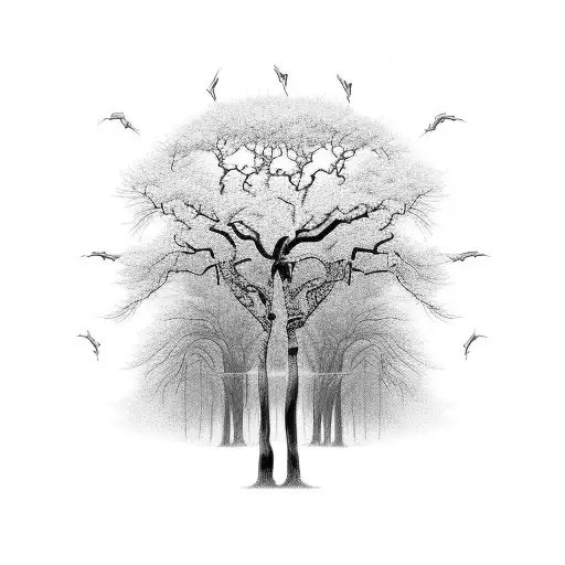 Skeleton Tree Line Art Bitmap Modernized For The Year 3000