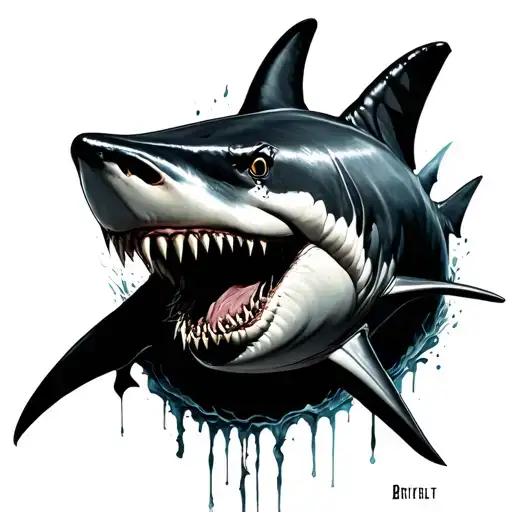 Evil Great White Shark Realism Style