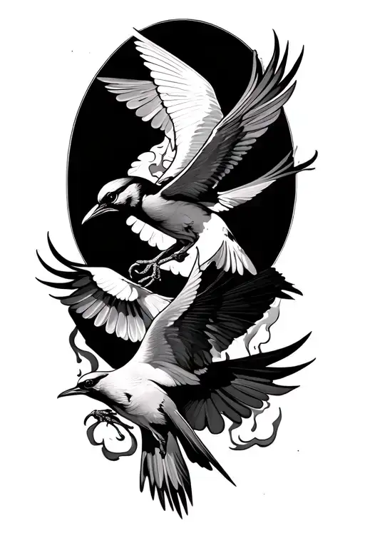 Birds And Fire Flames