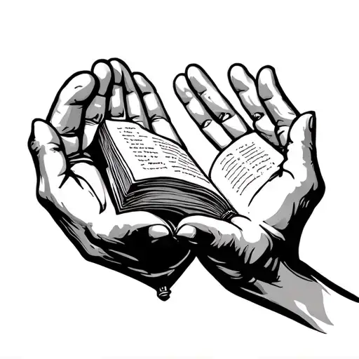 Open Palms Holding A Bible