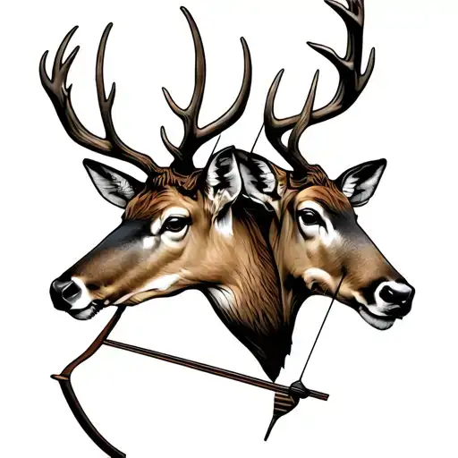 Deer Hunter Aiming A Bow Their Heads