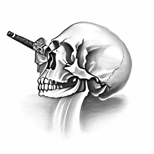 Skull Smoking A Cuban Cigar Wearing A Sombrero