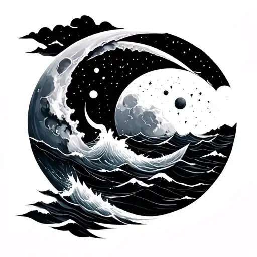 Minimalist Moon And Sea