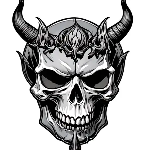Black And Grey Evil Skull