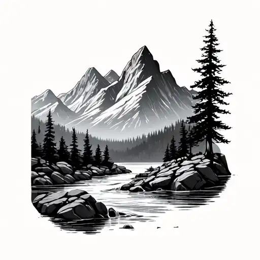 Tree Rock Mountain River