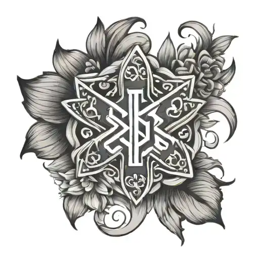 Star Of Life Paremedic Symbol Surrounded By Dahlias