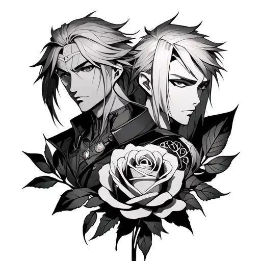 Full Metal Alchemist Edgard And Alphonse With A Rose Underneath