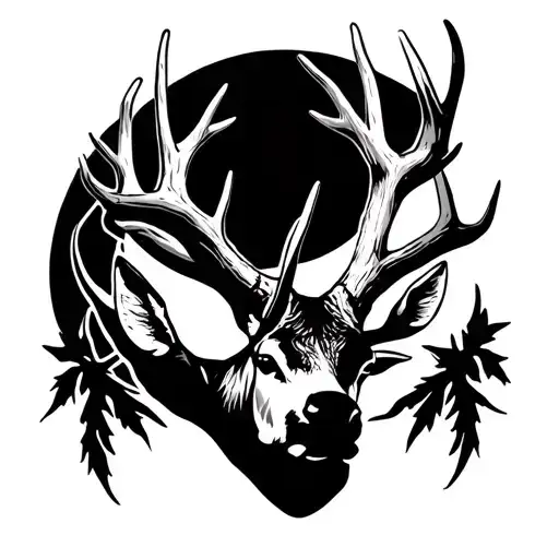 Deer Antler Outline Tatoo With 10 Points
