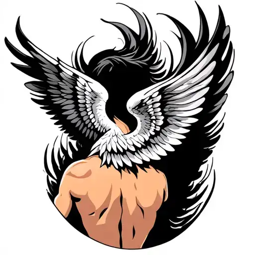 Back Wing Tattoo Men