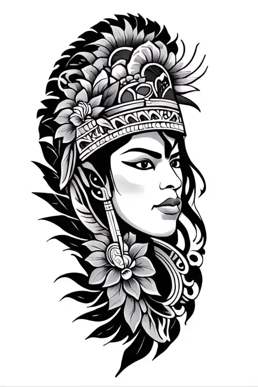 Polynesian Tattoo With Katanan At The Center Surrounded