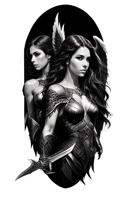 3 Female Warrior Angels And 2 Male Angel Warriors