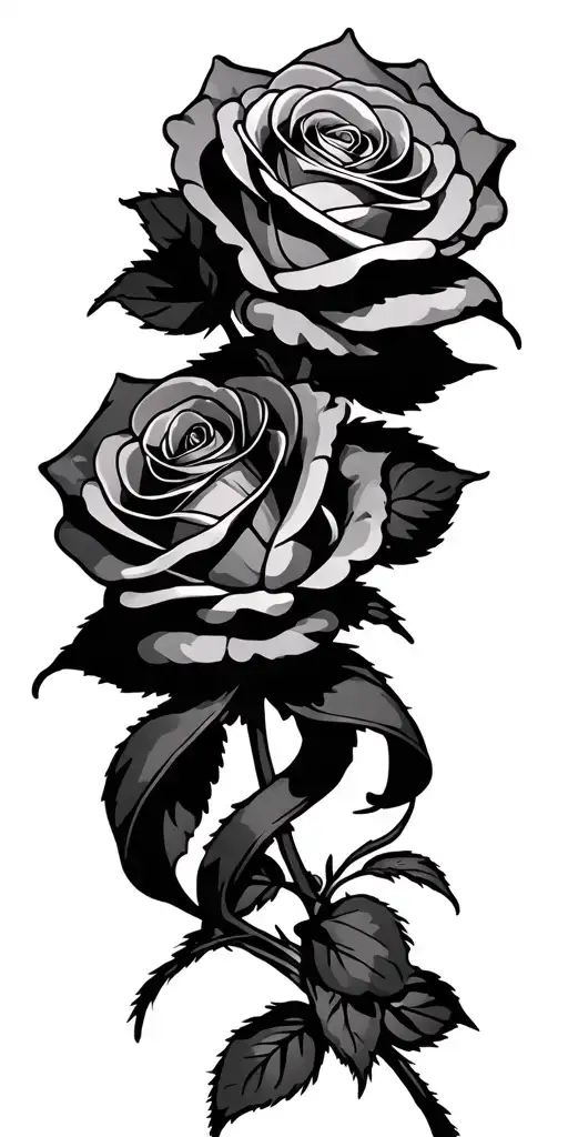 3 Rose Heads Wrapped In Ribbon