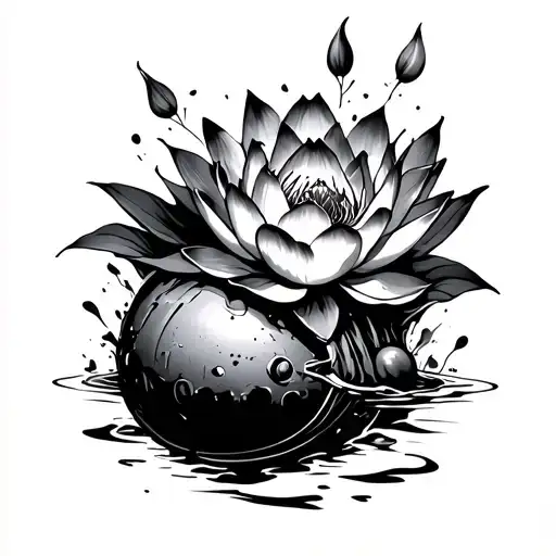 Lotus Flower Coming Out Of A Bomb