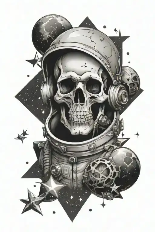Skull In A Spacesuit Surrounded By Stars