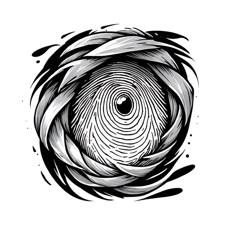 Line Drawing With Finger Print In The Centre