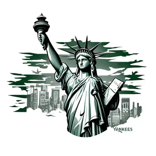 Statue Of Liberty Yankees And New York Jets Flying