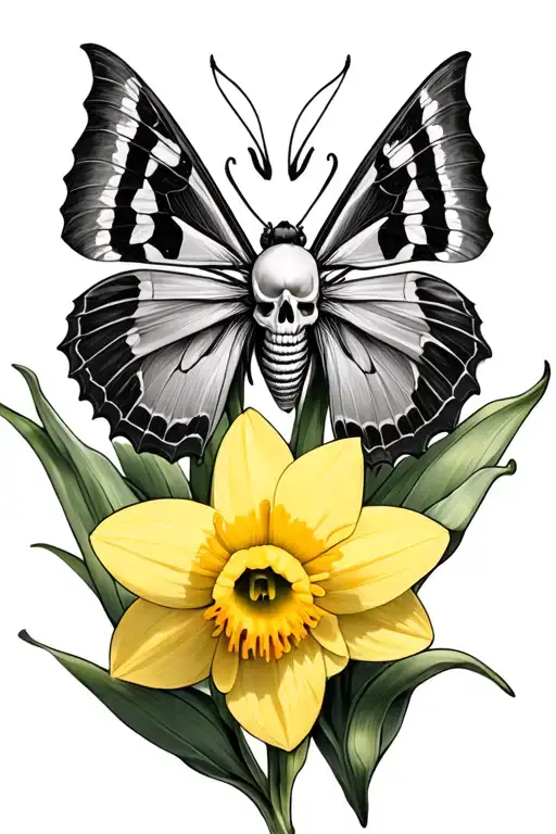 Death Moth And Yellow Daffodil
