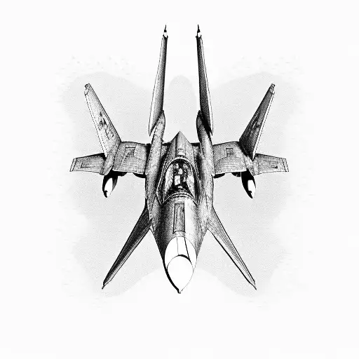 An Engineer's Blueprint Of A Fighter Jet Flying Over A Beach
