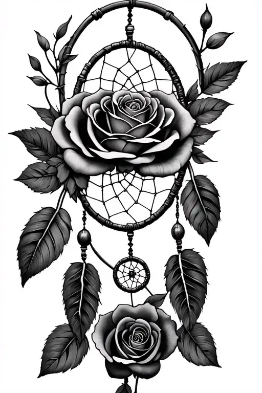 Roses And Dreamcatchers Symbolizing Protection And Love