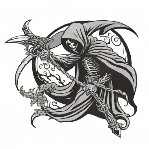 Simple Grim Reaper Holding A Scythe