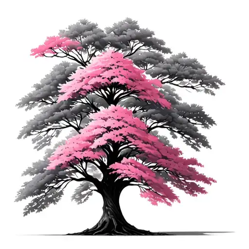 Pink Dogwood Tree With Whole Trunk