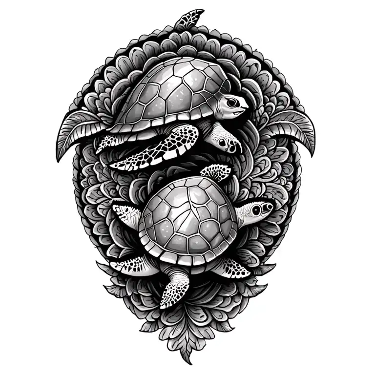 Mandala With Two Sea Turtles