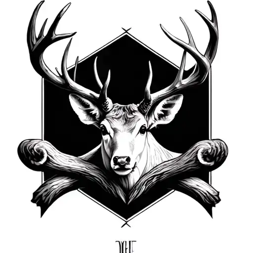 Deer Antlers Crossed At Bottom Part