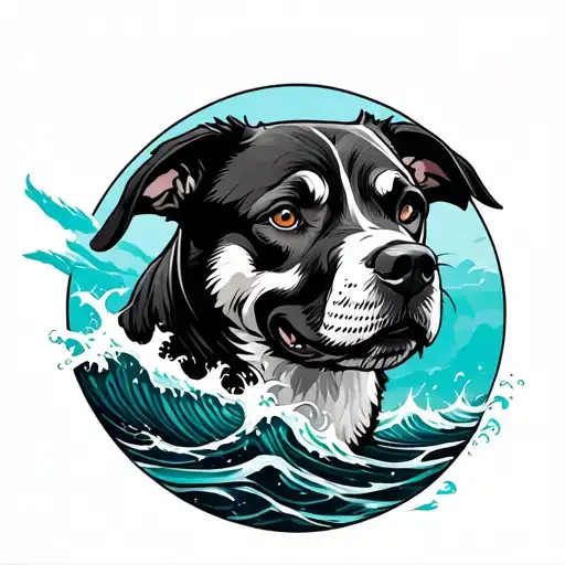 Dog Named Titan With Ocean Theme