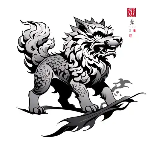 Japanese Foo Dog With Wind Element