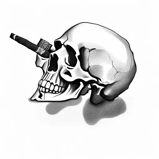 Skull Smoking A Cuban Cigar Wearing A Sombrero