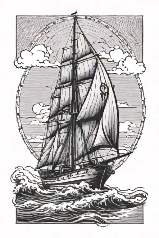 Catamaran Sailing With Saba In The Background At Sunset