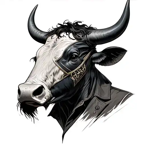 Half A Bull's Head And The Other Keep A Guy With A Storm Mask