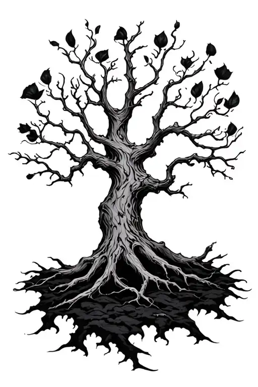 Poison Tree Without Leaves And Black Petals