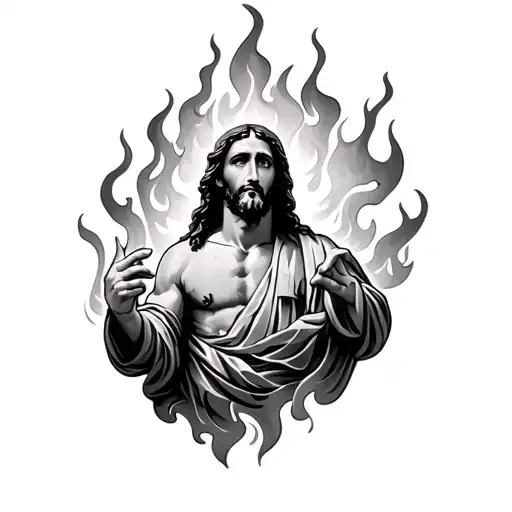 Jesus In Flames With Scripture