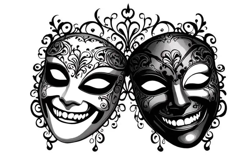 Smile Now Cry Later Mask With Filigree Background