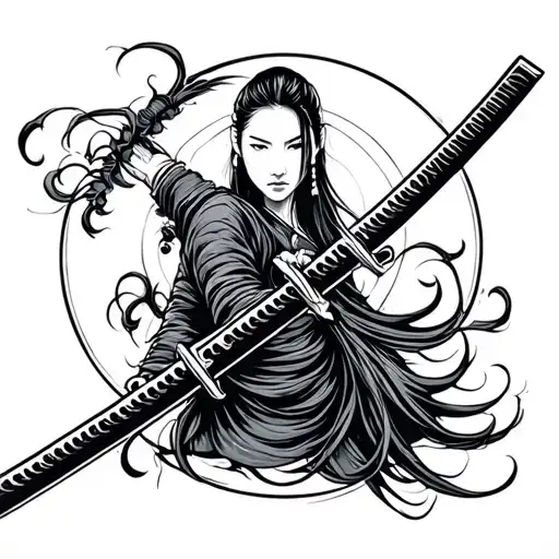 Katana In Cursive Writing
