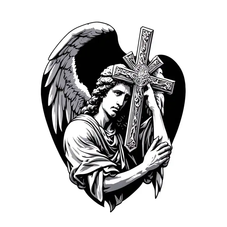 Saint Michael Holding Cross Made