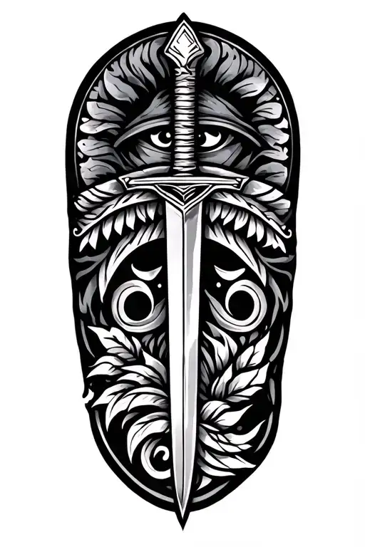 Filipino Polynesian Tattoo With Sword At The Center