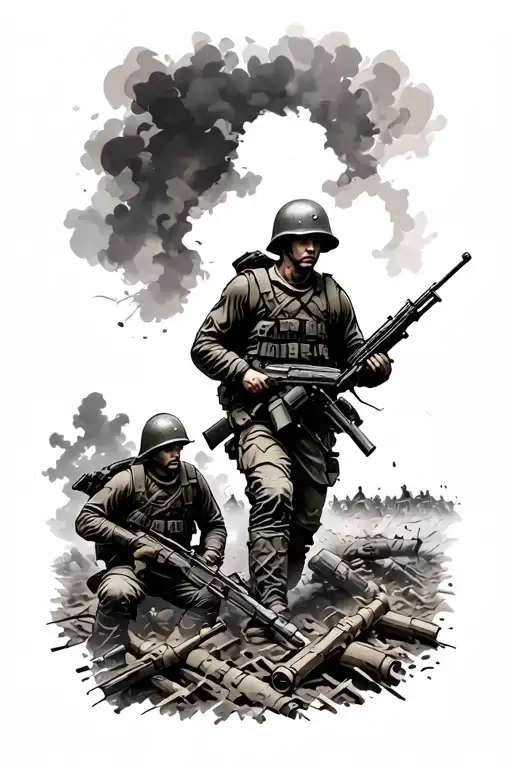 Battlefield Scene With Soldiers