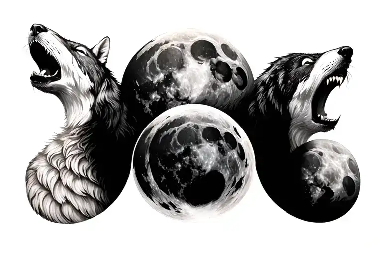Moon Phases With Wolf Howling At The Full Moon
