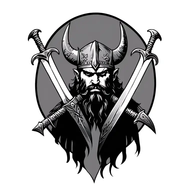 Viking With 3 Swords