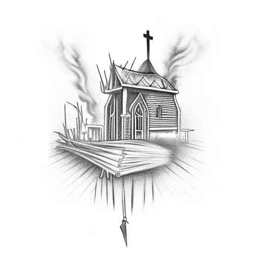 Church On Fire But Its A Pyre With Someone Tied To It