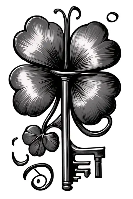Can You Draw Me A Musical Key With Clover Leaf On Both Sides