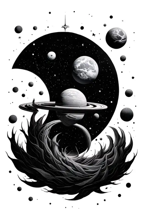 Astronomy Multi Fine Line Drawing