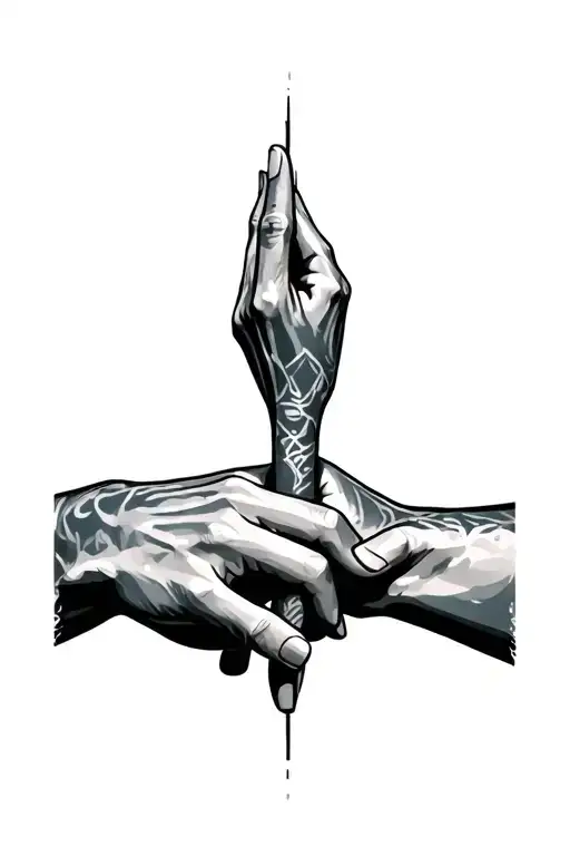 Two Hands Almost Touching A Finger